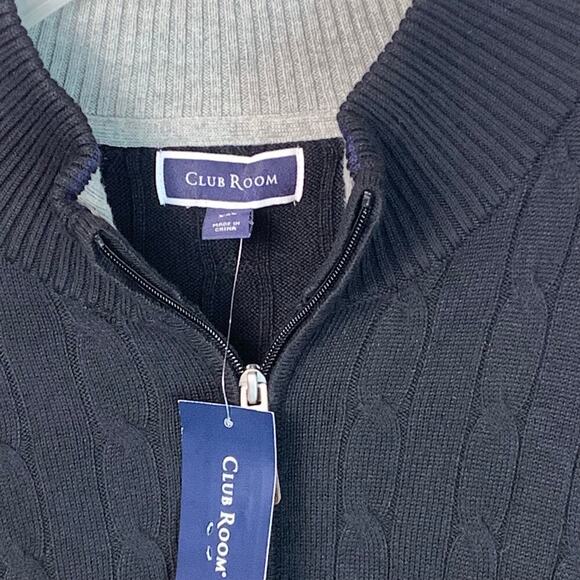 Club Room Black Quarter Zip Cotton Blend Cable Knit Sweater Men’s XXL NWT - Picture 4 of 7